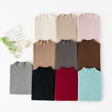 100纯山羊绒半高领女针织毛衣长袖打底衫纯色时尚百搭抽条羊绒衫