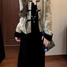 大方得体一整套新中式国风外套吊带连衣裙气质复古套装女