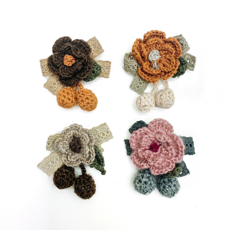 Broche de flor de tela para mujer, elegante pin de ganchillo planta_voghion.com
