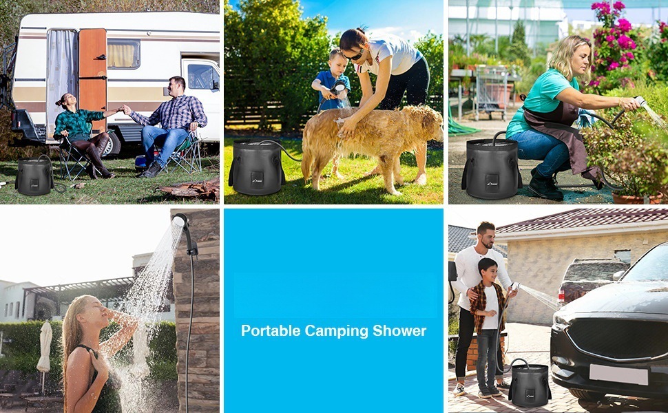Tragbare Campingdusche mit 15-stufigem Filter, wiederaufladbarer 6000-mAh-Duschpumpe, 3+1-Strahl-Außendusche_voghion.com