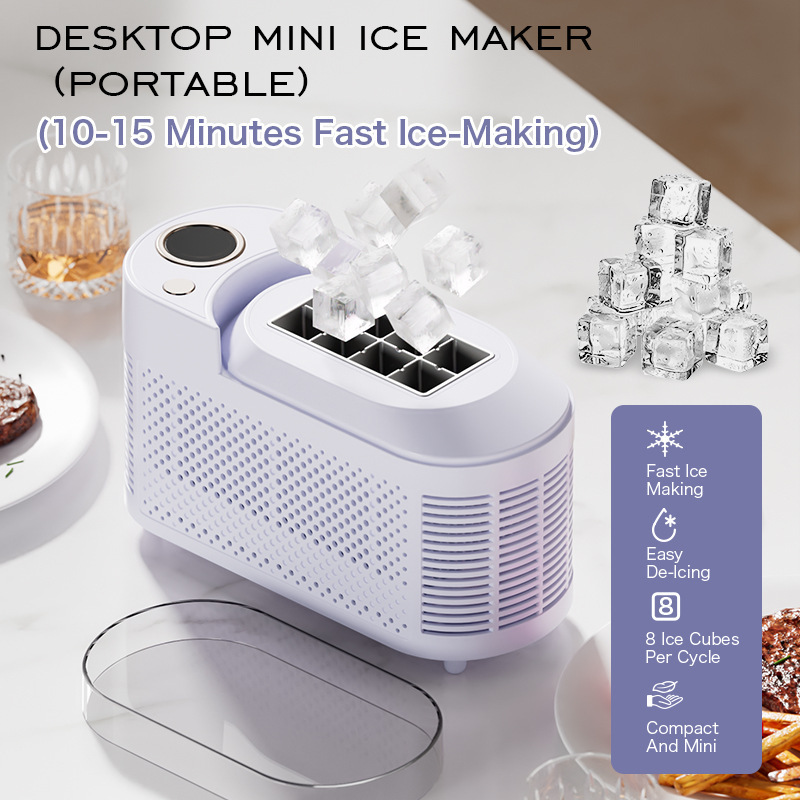Portable Ice Machine Small Household Ice Machine Office Desktop Car Cube Ice Automatic Ice Making Box Cross-Border
