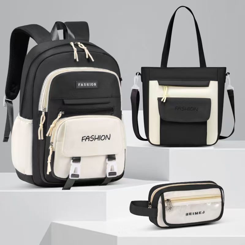 Estudiantes de secundaria primaria de alto valor de cara 2024 bolsas escolares explosivas de gran capacidad para mujeres mochila de hombro ultra ligera estilo japonés simple