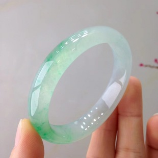 Laokeng Ice Jade Bracelet Concubine Bracelet Zhengyang Green Floating Flower Zheng Circle Jade Bracelet Women's Burmese Genuine