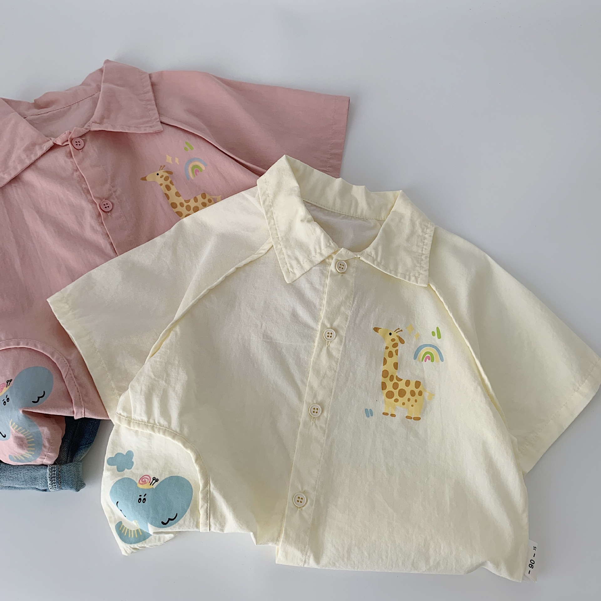 [Oferta especial todos los días 23.99] Camisa para niños Maibao estilo de verano para hombres y mujeres coreanos camisa de manga corta de dibujos animados para bebés marea