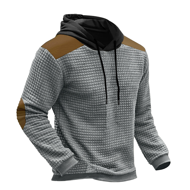 Men's Colour-blocked Jacquard Hoodie Casual Autumn Winter Style_voghion.com