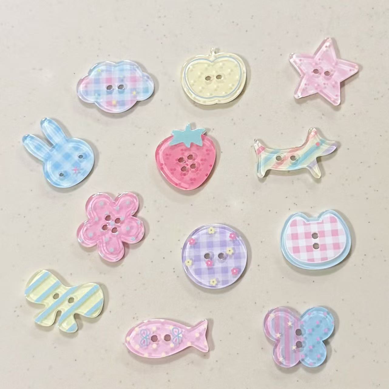 Cute Geometric Cartoon Button Accessories Diy Cream Glue Craft...