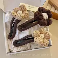 Осенние и зимние шерстяные цветы утка на затылке большой заколки для волос с половиной заколки 2024 новый темперамент для волос SL