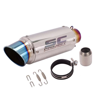 Motorcycle exhaust pipe: exhaust SC carbon - 51mm-diagonal-double-blue