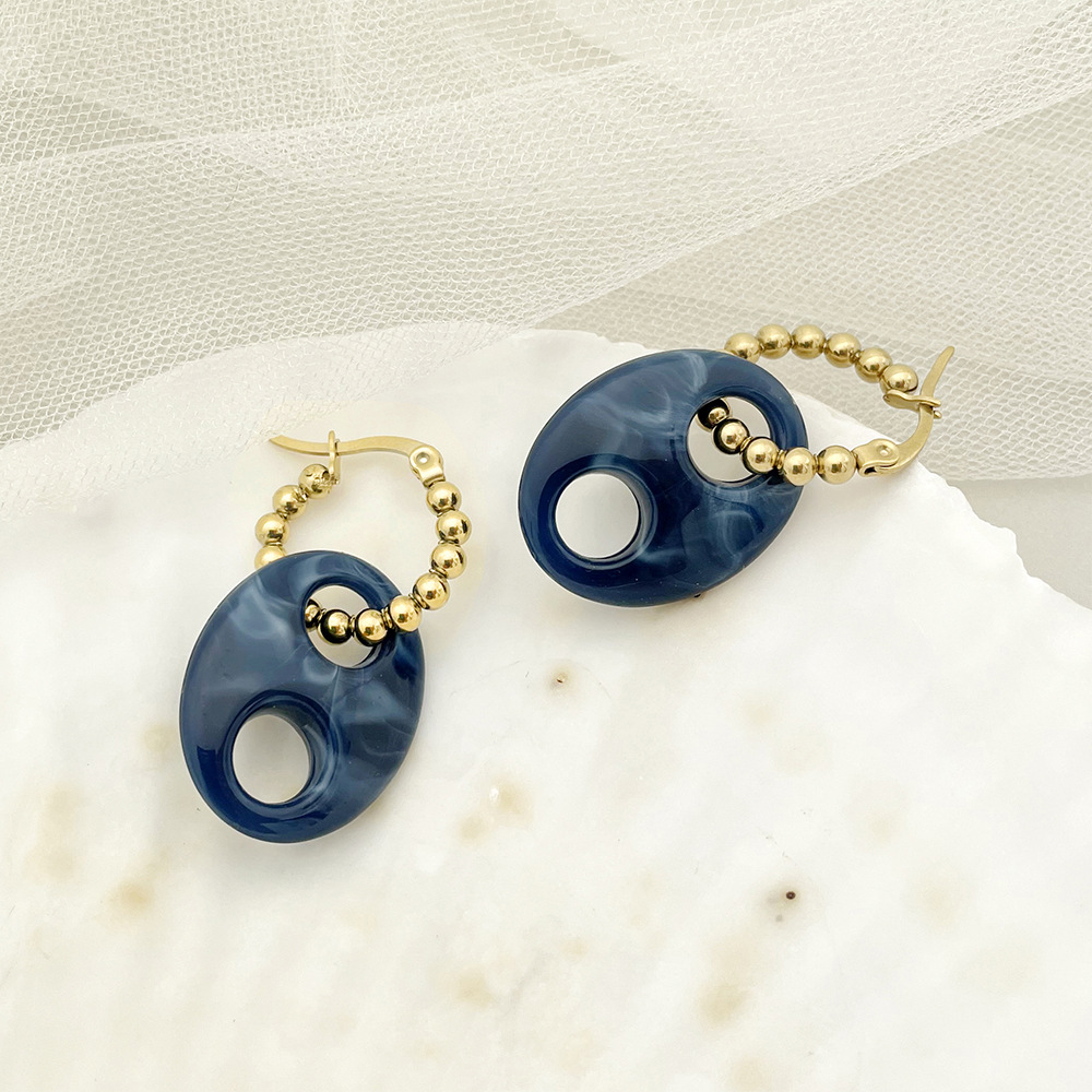 Retro Geometric Stainless Steel Plating Dangling Earrings 1 Pair