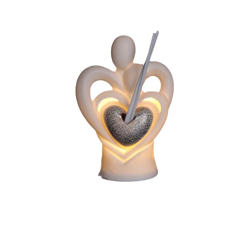 Cerámica creativa LED luz de noche fragancia luz ambiental creativa amor romántico botella de aromaterapia con varilla volátil decoración del hogar