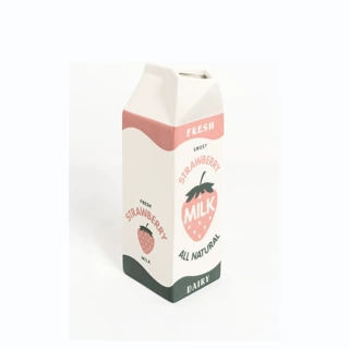 牛奶盒陶瓷花瓶草莓图案