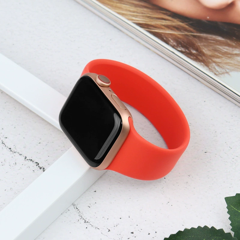 Заводской ремешок, подходит для Apple iWatch S10, однотонный браслет из силикона с цельным кольцом, ремешок для Apple Watch 9/8