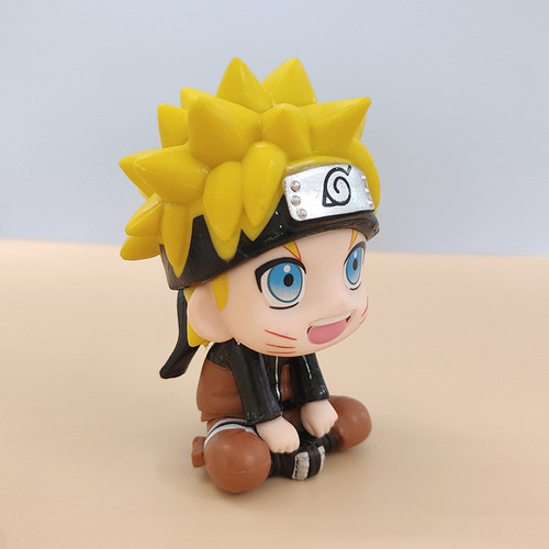 Naruto Q version sitting figure Big-headed Naruto Kakashi animation peripheral model car ornaments doll
