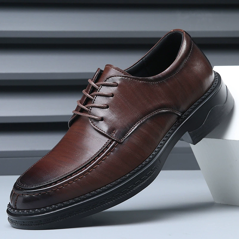 Мужские туфли весна 2025: новые дышащие повседневные туфли на танкетке с мягкой подошвой, деловые классические мужские кожаные туфли из натуральной кожи в британском стиле