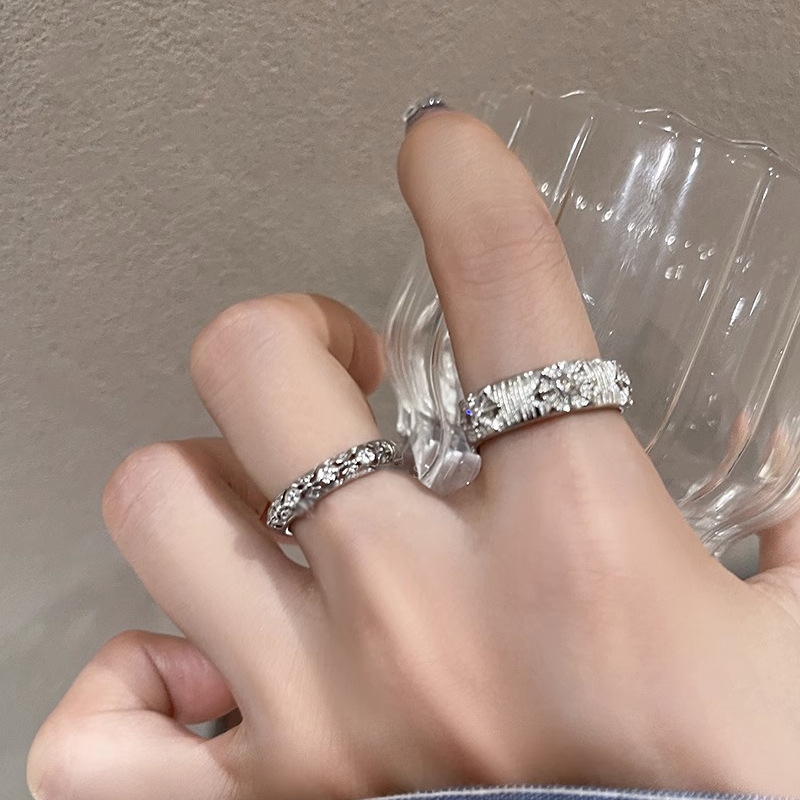 冷淡風拉絲戒指女ins輕奢小眾設計感食指戒氣質高級感情侶對戒
