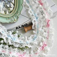 新品棉线网纱蝴蝶结蕾丝手工花边织带辅料洛丽塔装饰DIY手帐娃娃