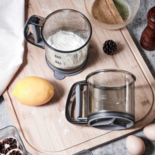 New Hot Sale Flour Sieve Transparent Hand-pressed Double-layer Flour Sieve Semi-automatic Hand-held Flour Sieve Baking Tools