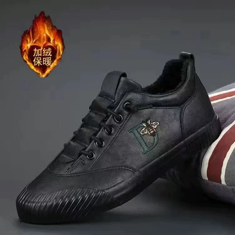 Мужская обувь на флисовой подкладке, утепленная теплая хлопковая обувь, Новое поступление на зиму, модная обувь, мужские кроссовки, модная кожаная обувь в Корейском стиле, универсальная повседневная обувь