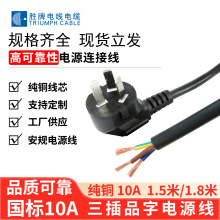 胜牌现货国标插头电源线无氧纯铜芯家电设备电器插座安规源头厂家