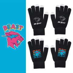 Mr Beast Full Finger Insulated Touchscreen Gloves for Outdoor Cycling - Full Finger Black Insulated Knitted Touchscreen Gloves