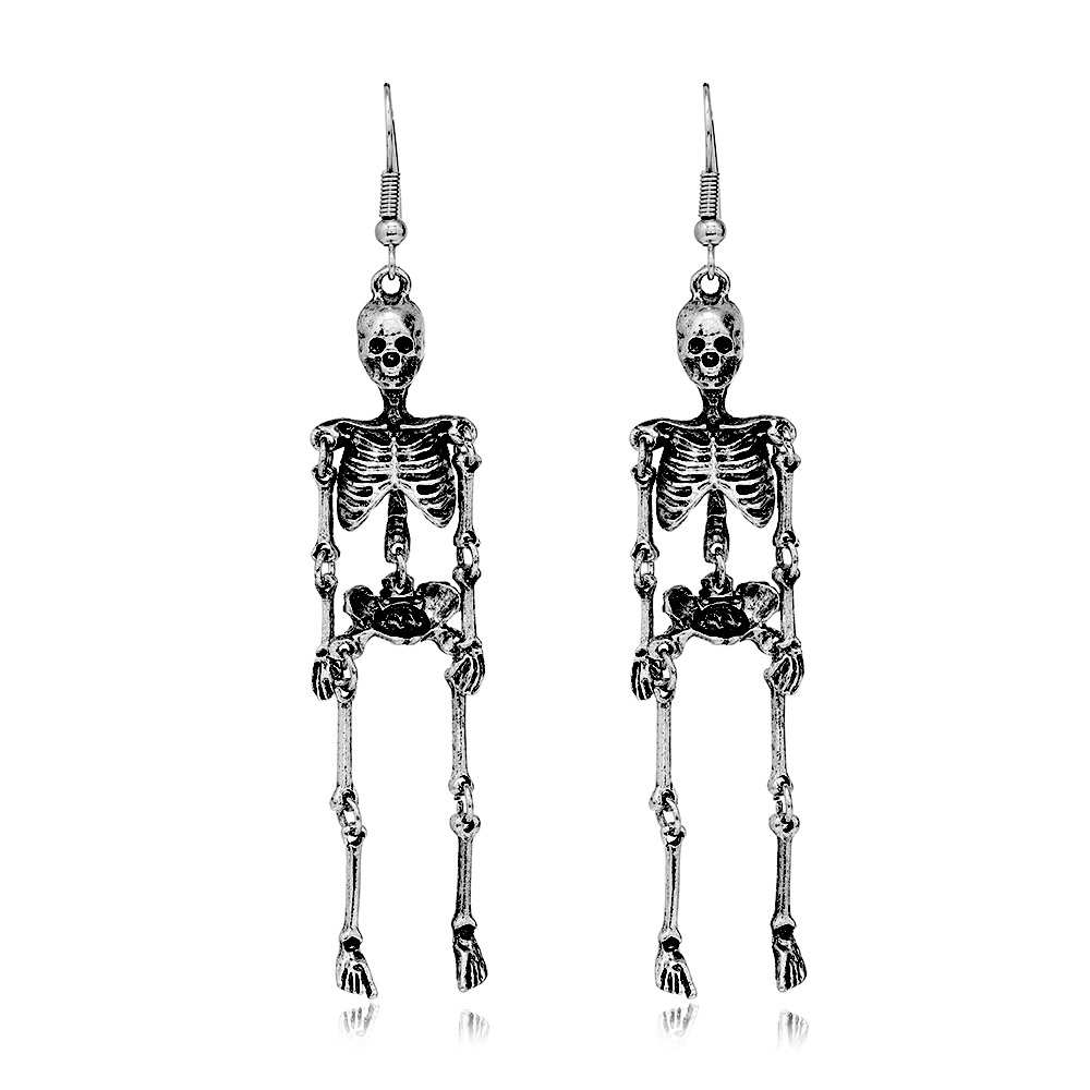 1 Pair Retro Punk Skull Plating Alloy Drop Earrings display picture 1