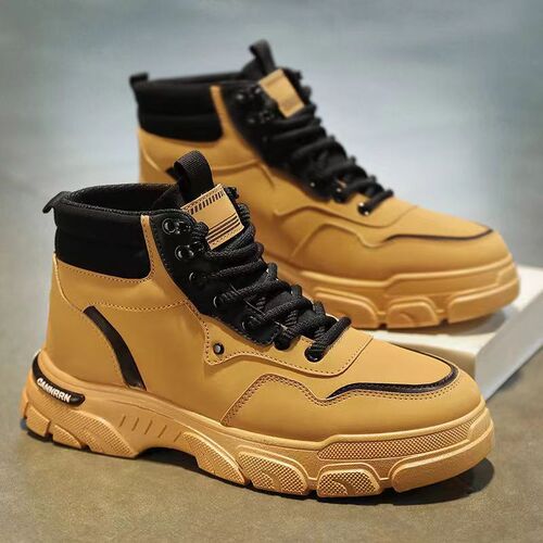 High-top Martin boots men's shoes autumn breathable workwear shoes men's Korean-style versatile British style chunky-soled ankle boots