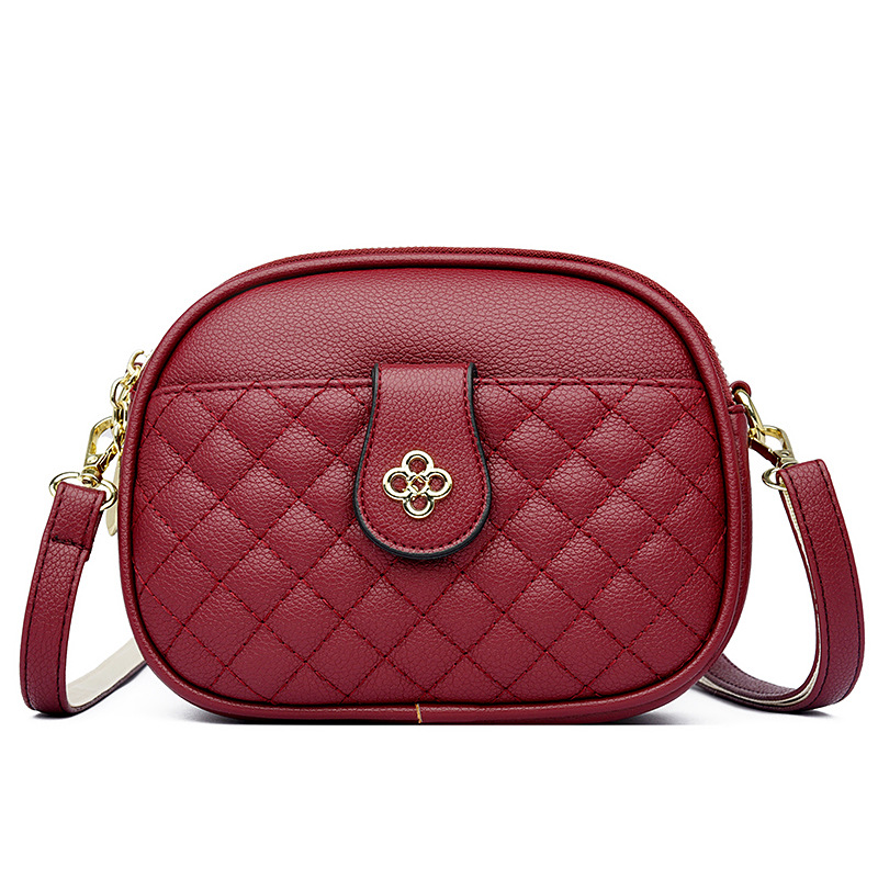 Nuevo bolso de otoño para mujer, bolso cruzado de cuero suave de alta gama, gran capacidad, bolso de hombro para mujer de mediana edad, bolso redondo pequeño y versátil