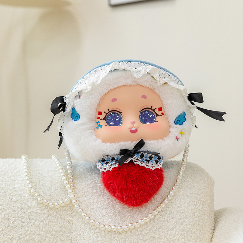 爱丽丝梦境搪胶脸毛绒背包送闺蜜生日礼物出行化妆包珍珠斜挎包