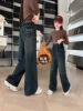 HAPPY wide-leg pants with velvet pockets and raw edges [real pockets]