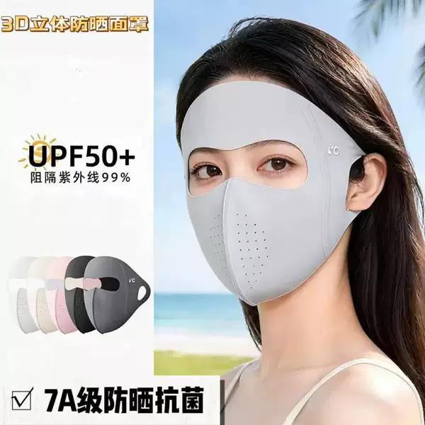 Summer Sun Protection Mask, Anti-Uv, Medical Beauty Protection, Face Mask, Full Face Ice Silk Breathable Sunshade Mask for Women