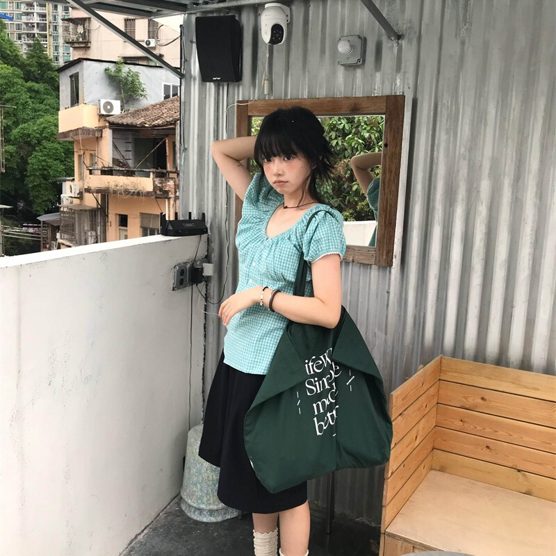 Original Design Niche Retro Plaid Short-Sleeve Shirt Korean Style Slimming Versatile Top for Women Original Design Niche Retro Plaid Short-Sleeve Shirt Korean Style Slimming Versatile Top for Women