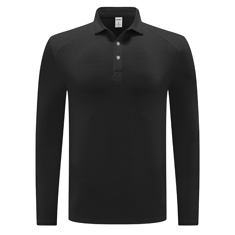 Primavera y otoño al aire libre secado rápido camiseta hombre transpiración sudor de manga larga polo camiseta deportiva elástica de negocios chaqueta casual