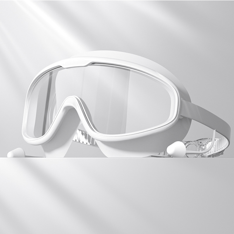 Set de Gafas y Gorro de Natación de Marco Grande PC y Silicona Antivaho e Impermeable para Adultos