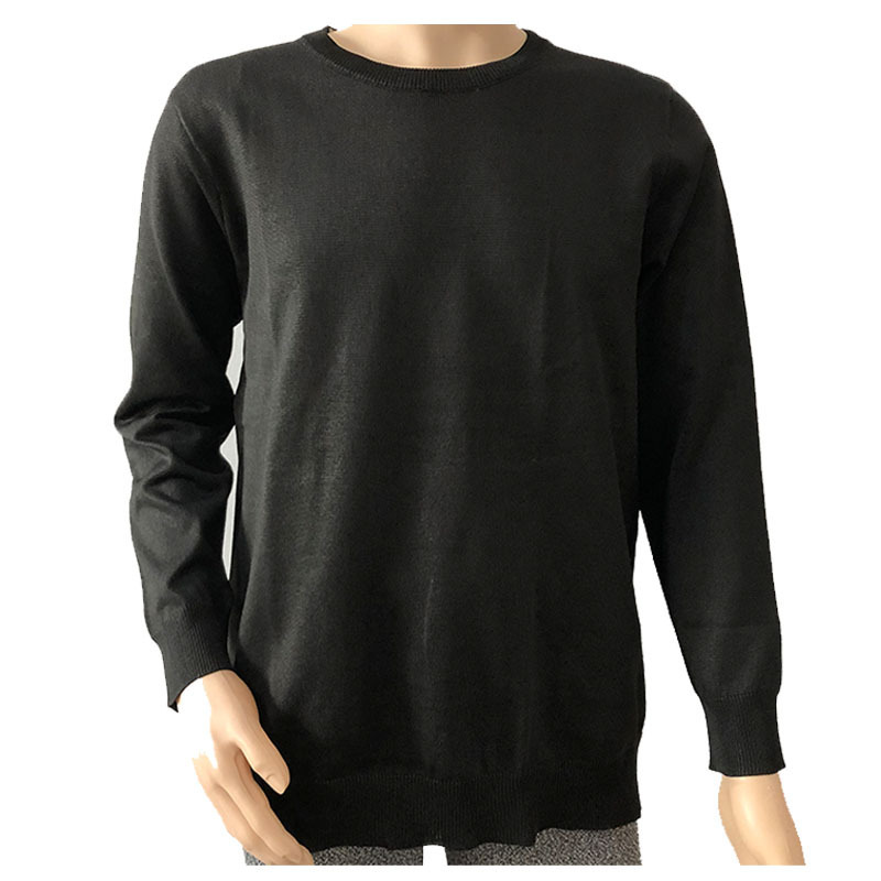 新品研发新款黑色低圆领长袖耐磨舒适防割服PE针织T恤防护服出口