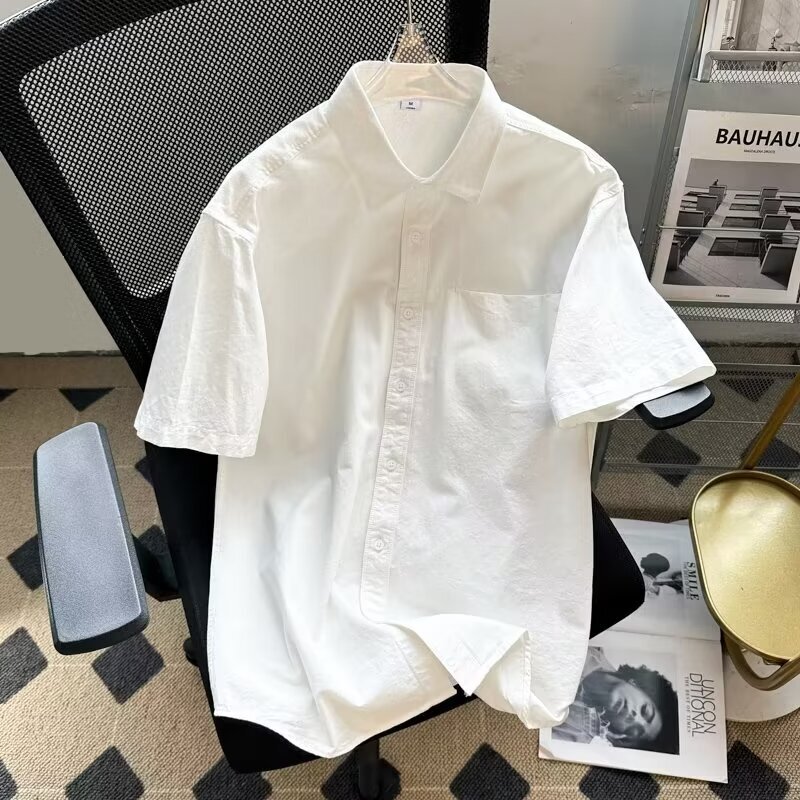 2024 Summer New Style Shirt Men's Short-sleeved Spring and Summer Loose Fashion Draped Casual Shirt Men's Half-sleeved Jacket