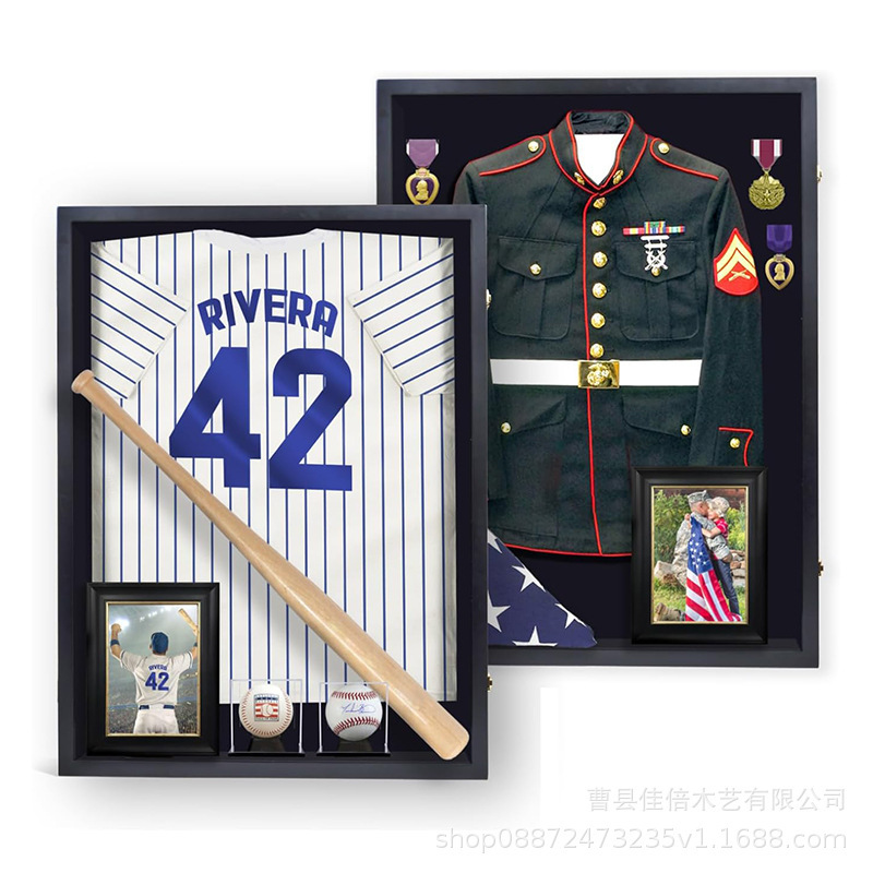 Cross Border Wooden Shadow Box Photo Frame Box Military Uniform Wedding Dress Clothes Collection Box Wall Hanging Police Uniform Display Box