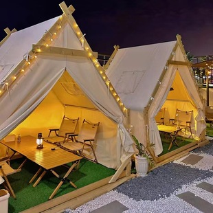 Outdoor net red triangle wooden house tent catering tent hot pot barbecue tent rainproof homestay camping ground star vacant room