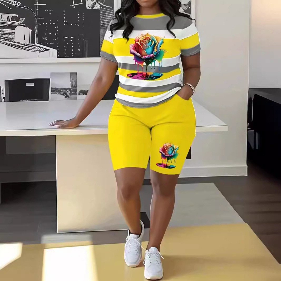 2024夏季欧美外贸亚马逊个性优质流行女装上衣套装 厂家直销定-制