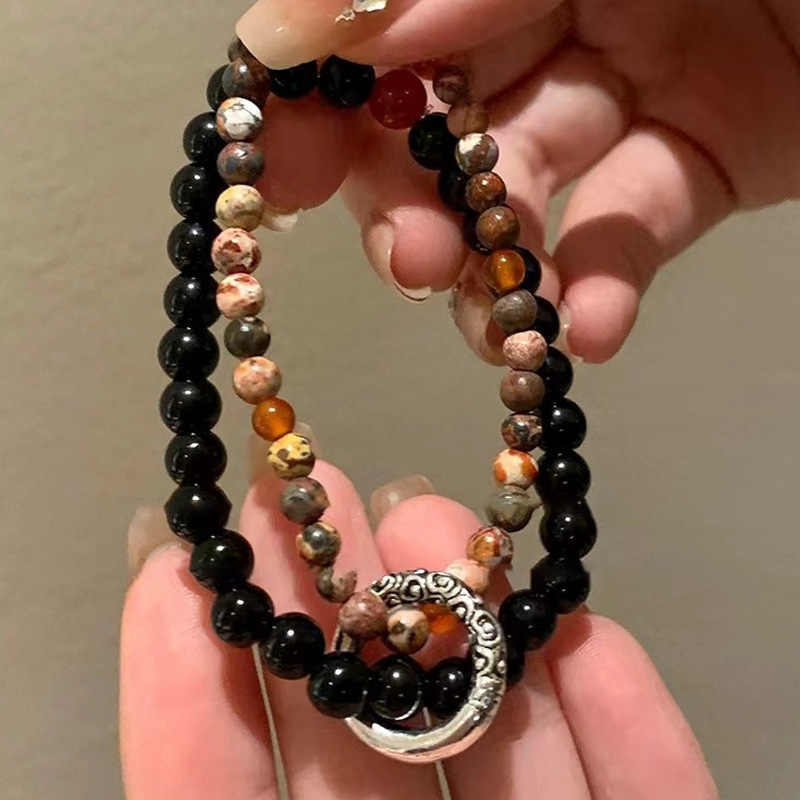 Chinese aesthetics! Guofeng Ping An Buckle Beaded Bracelet Women 2024 New Bracelet Couple Trendy