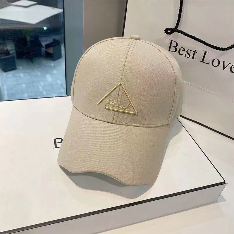 Gorra de béisbol con bordado de triángulo-caqui
