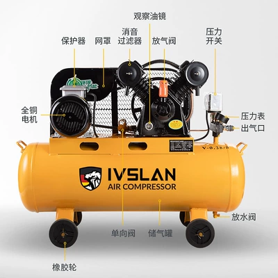 Custom Aslan Belt Type Industrial Air Compressor 220 380 Piston Air Pump Full Copper Wire Air Compressor
