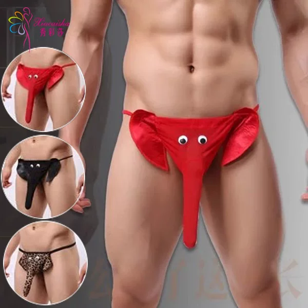 Xiuaisha Sexy Men's Sexy Underwear Mesh Perspective Cartoon Elephant Nose Thong Temptation Flirting Wholesale