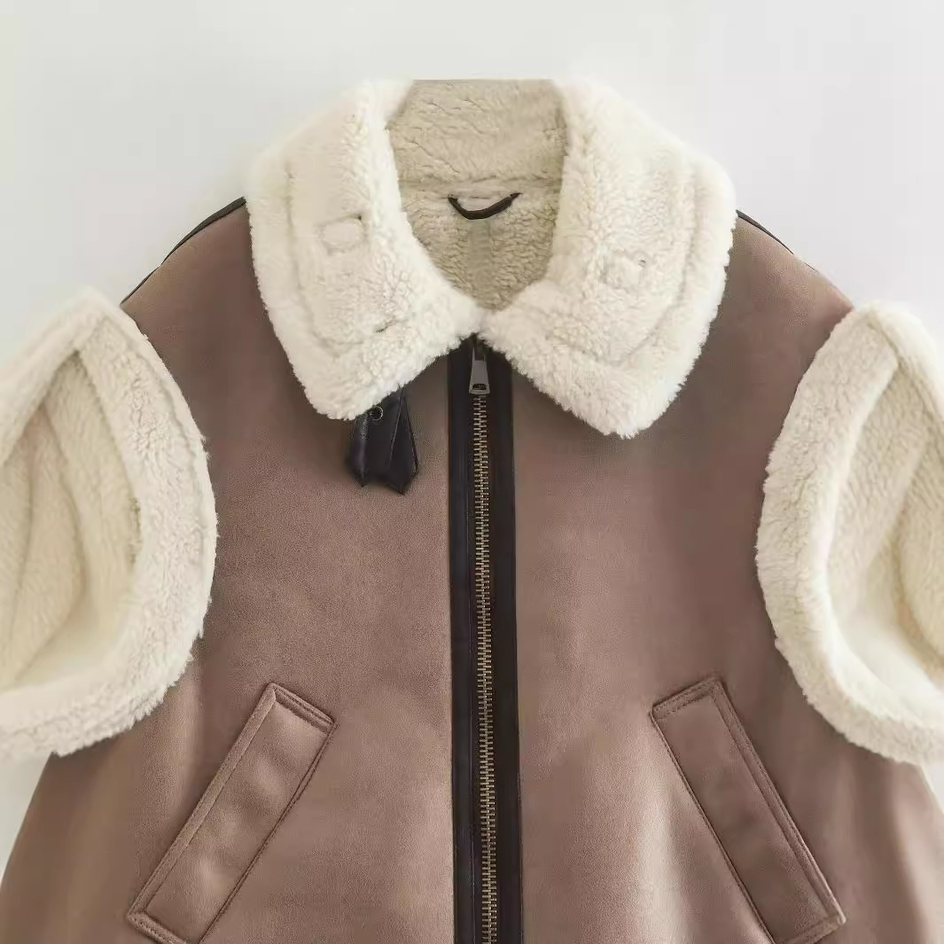Women's Clothing autumn and winter new fur vest coat retro lamb wool loose zipper suede thickened coat_voghion.com