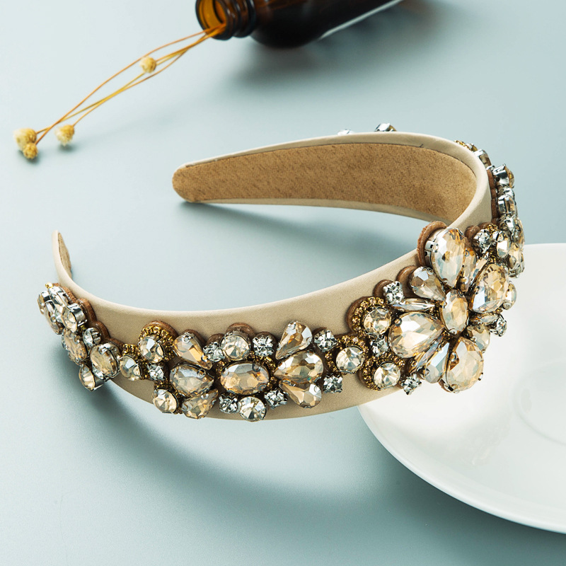 Baroque Fashion Diamond-encrusted Wide-brimmed Headband Retro Headband display picture 5