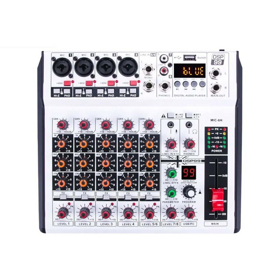 Mezclador de audio de 8 canales consola de mezcla Controlador de DJ mezclador de consola de audio incorporado 99 DSP