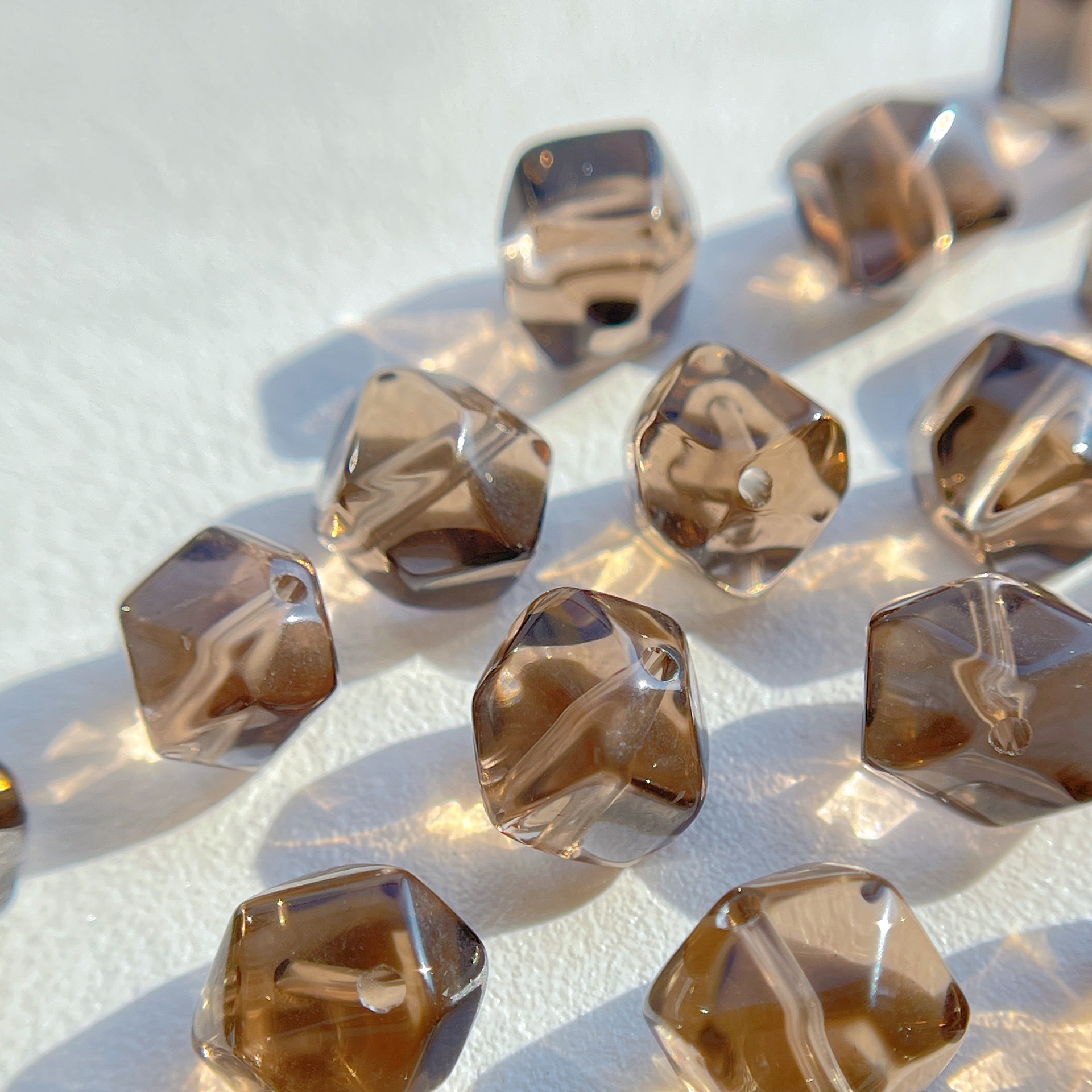 Natural Tea Crystal DIY Jewelry Accessories Single Beads Accompanying Faceted Loose Beads Spacer Crystal Jewelry Bracelets with Beads