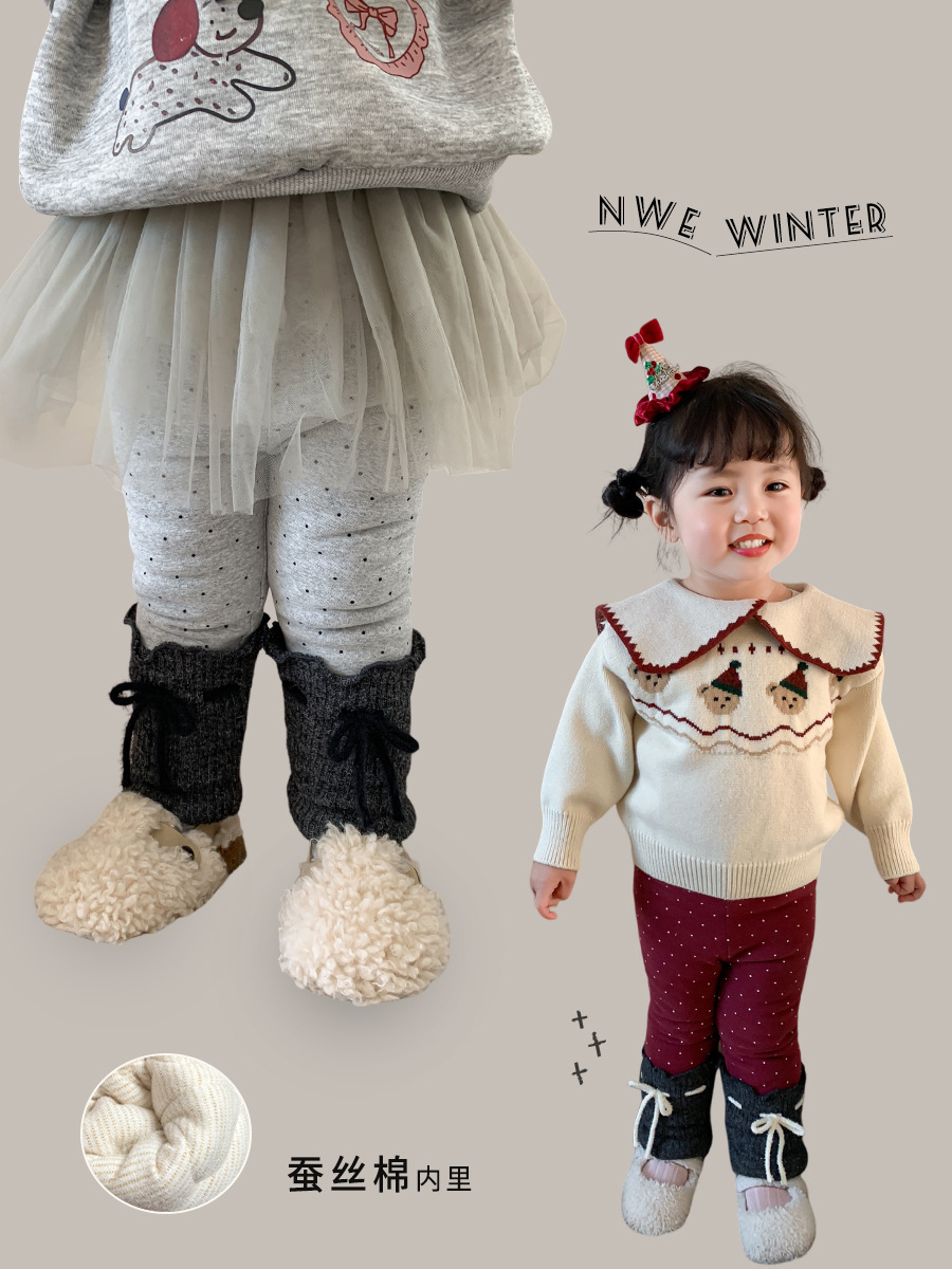 Un bebé de invierno más calzoncillos gruesos de terciopelo niñas de invierno 2024 nuevos pantalones infantiles de invierno otoño