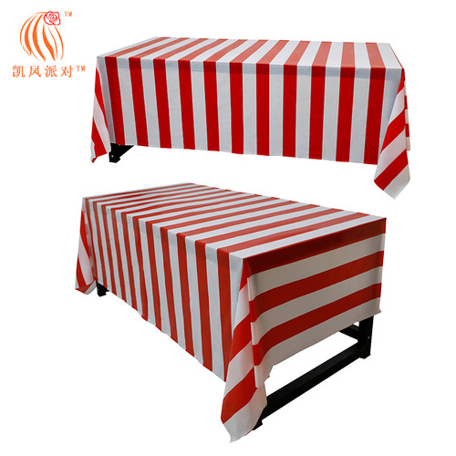 Kai Feng Party Circus Christmas Red and White Striped Table Cloth Holiday Party Table Layout Props New Style