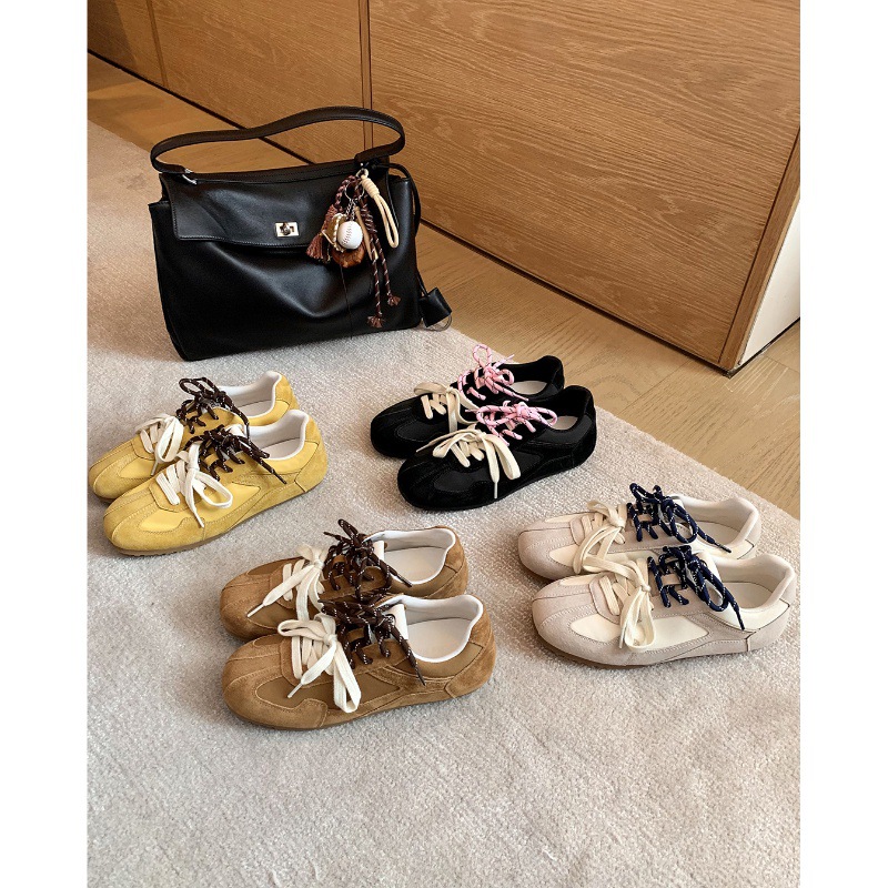 Versión de piel de vaca ~ Su Yinyin en el mismo estilo realce retro pato mandarín cordones de zapatos casuales deportes zapatos de entrenamiento alemán zapatos de mujer Forrest Gump