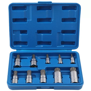 10-Piece M-Type Twelve-Point Socket Set, 12-Point Bit Socket Set for Auto Repair, Automotive Socket Screwdriver